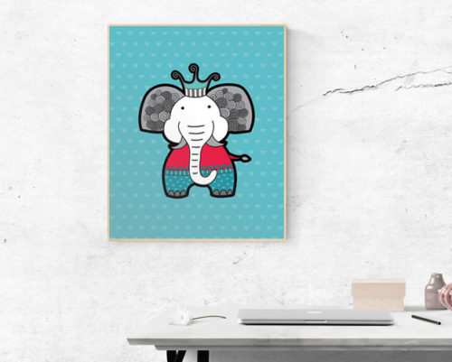 Tazi A3-Elephant-Frame-Wall