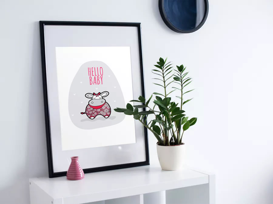 DIY A3-Hello-Baby-Red-Frame