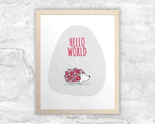 DIY A3-Hello-World-Hedgehog-Red-Frame