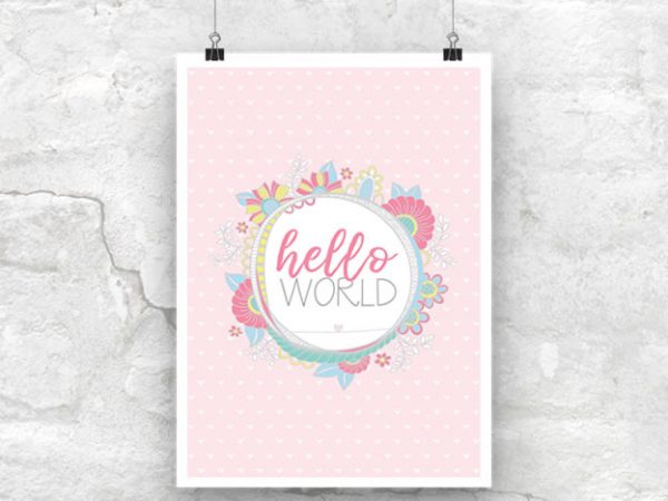 Tazi Hello-World-Pink-Poster