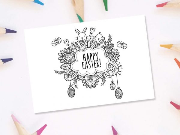 Happy Easter Colouring Page