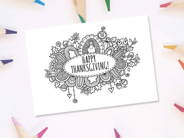 Happy Thanksgiving Colouring Page