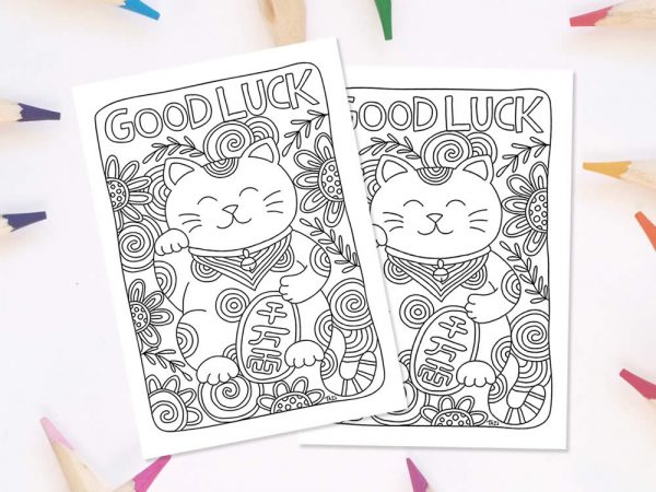 Lucky Cat Colouring Page