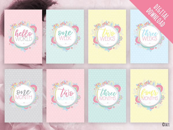 Baby Milestone Cards Pastel Circle