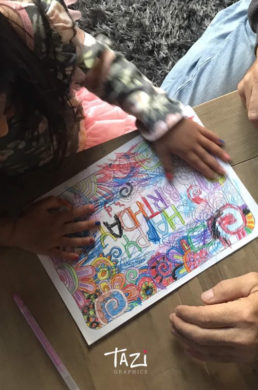 miss four colouring in a page