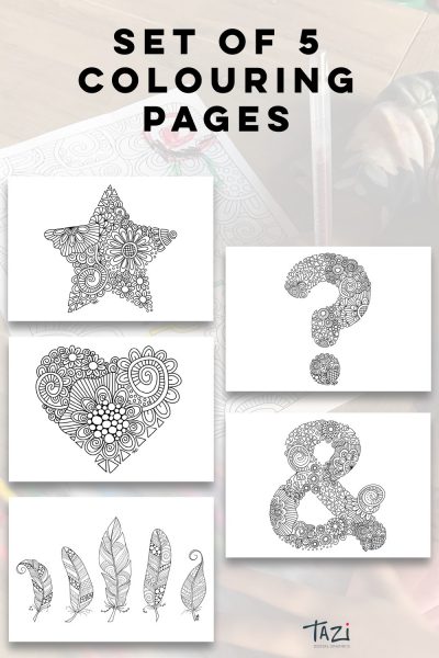 Set of colouring printables by Tazi
