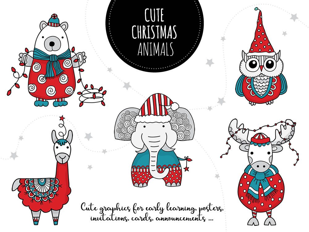 Set of Christmas Animals